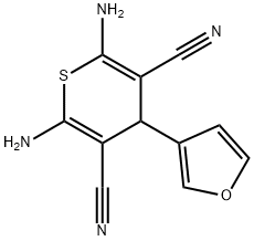 2,6-diamino-4-(3-furyl)-4H-thiopyran-3,5-dicarbonitrile Struktur