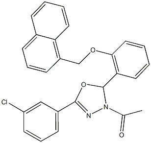 2-[3-acetyl-5-(3-chlorophenyl)-2,3-dihydro-1,3,4-oxadiazol-2-yl]phenyl 1-naphthylmethyl ether Struktur
