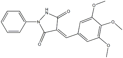 1-phenyl-4-(3,4,5-trimethoxybenzylidene)-3,5-pyrazolidinedione Struktur