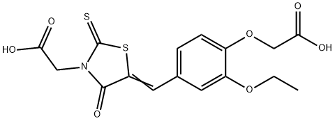 {5-[4-(carboxymethoxy)-3-ethoxybenzylidene]-4-oxo-2-thioxo-1,3-thiazolidin-3-yl}acetic acid Structure