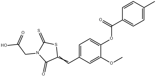 (5-{3-methoxy-4-[(4-methylbenzoyl)oxy]benzylidene}-4-oxo-2-thioxo-1,3-thiazolidin-3-yl)acetic acid|