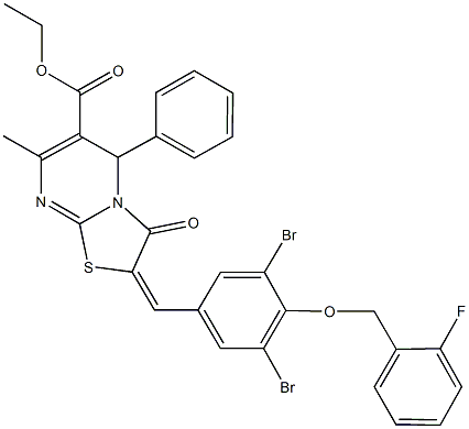 354562-40-6 ethyl 2-{3,5-dibromo-4-[(2-fluorobenzyl)oxy]benzylidene}-7-methyl-3-oxo-5-phenyl-2,3-dihydro-5H-[1,3]thiazolo[3,2-a]pyrimidine-6-carboxylate