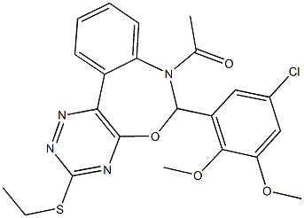 7-acetyl-6-(5-chloro-2,3-dimethoxyphenyl)-3-(ethylsulfanyl)-6,7-dihydro[1,2,4]triazino[5,6-d][3,1]benzoxazepine Structure