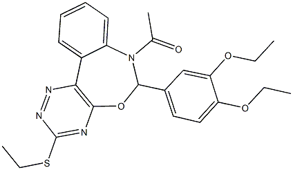 354777-10-9 7-acetyl-6-(3,4-diethoxyphenyl)-3-(ethylsulfanyl)-6,7-dihydro[1,2,4]triazino[5,6-d][3,1]benzoxazepine