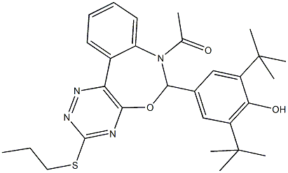 4-[7-acetyl-3-(propylsulfanyl)-6,7-dihydro[1,2,4]triazino[5,6-d][3,1]benzoxazepin-6-yl]-2,6-ditert-butylphenol Structure