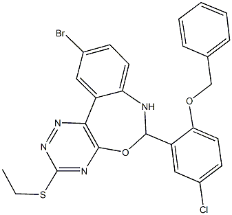 354777-74-5 6-[2-(benzyloxy)-5-chlorophenyl]-10-bromo-3-(ethylsulfanyl)-6,7-dihydro[1,2,4]triazino[5,6-d][3,1]benzoxazepine