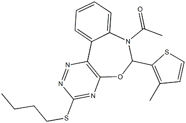 7-acetyl-6-(3-methyl-2-thienyl)-6,7-dihydro[1,2,4]triazino[5,6-d][3,1]benzoxazepin-3-yl butyl sulfide|