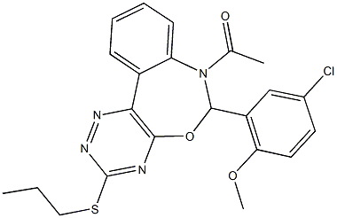 7-acetyl-6-(5-chloro-2-methoxyphenyl)-3-(propylsulfanyl)-6,7-dihydro[1,2,4]triazino[5,6-d][3,1]benzoxazepine Structure