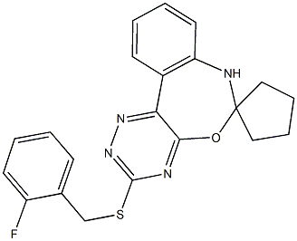 354781-22-9 3-[(2-fluorobenzyl)sulfanyl]-6,7-dihydrospiro[{1,2,4}triazino[5,6-d][3,1]benzoxazepine-6,1'-cyclopentane]