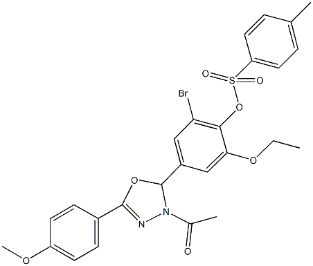 4-[3-acetyl-5-(4-methoxyphenyl)-2,3-dihydro-1,3,4-oxadiazol-2-yl]-2-bromo-6-ethoxyphenyl 4-methylbenzenesulfonate Structure