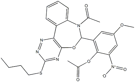 354782-21-1 2-[7-acetyl-3-(butylsulfanyl)-6,7-dihydro[1,2,4]triazino[5,6-d][3,1]benzoxazepin-6-yl]-6-nitro-4-methoxyphenyl acetate