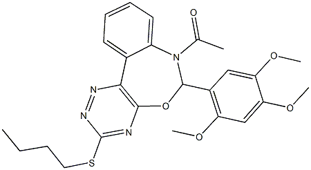 7-acetyl-3-(butylsulfanyl)-6-(2,4,5-trimethoxyphenyl)-6,7-dihydro[1,2,4]triazino[5,6-d][3,1]benzoxazepine Struktur