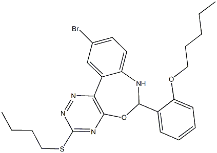 2-[10-bromo-3-(butylsulfanyl)-6,7-dihydro[1,2,4]triazino[5,6-d][3,1]benzoxazepin-6-yl]phenyl pentyl ether Structure