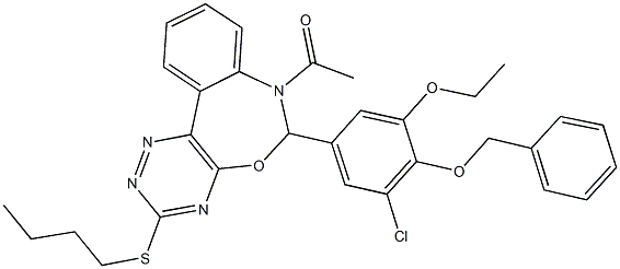 7-acetyl-6-[4-(benzyloxy)-3-chloro-5-ethoxyphenyl]-3-(butylsulfanyl)-6,7-dihydro[1,2,4]triazino[5,6-d][3,1]benzoxazepine Structure