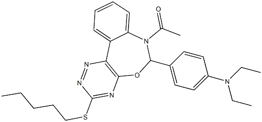 4-[7-acetyl-3-(pentylsulfanyl)-6,7-dihydro[1,2,4]triazino[5,6-d][3,1]benzoxazepin-6-yl]-N,N-diethylaniline Structure
