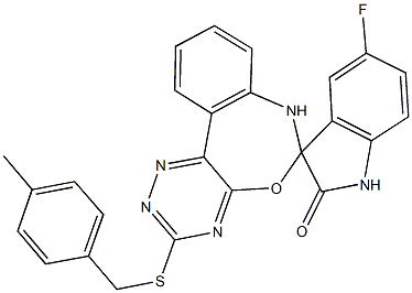 5'-fluoro-3-[(4-methylbenzyl)sulfanyl]-2'-oxo-1',3',6,7-tetrahydrospiro([1,2,4]triazino[5,6-d][3,1]benzoxazepine-6,3'-(2'H)-indole] Structure