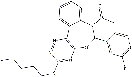 7-acetyl-6-(3-fluorophenyl)-6,7-dihydro[1,2,4]triazino[5,6-d][3,1]benzoxazepin-3-yl pentyl sulfide Structure