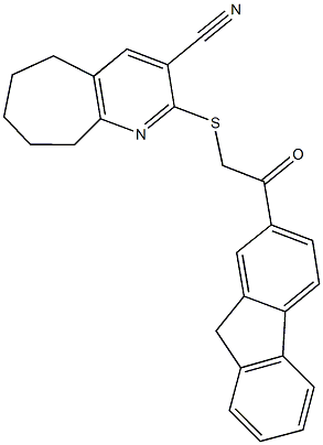 2-((2-(9H-fluoren-2-yl)-2-oxoethyl)sulfanyl)-6,7,8,9-tetrahydro-5H-cyclohepta[b]pyridine-3-carbonitrile Structure