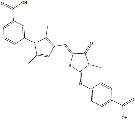 3-[3-({2-[(4-carboxyphenyl)imino]-3-methyl-4-oxo-1,3-thiazolidin-5-ylidene}methyl)-2,5-dimethyl-1H-pyrrol-1-yl]benzoic acid,354790-85-5,结构式