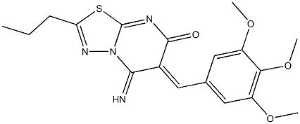 5-imino-2-propyl-6-(3,4,5-trimethoxybenzylidene)-5,6-dihydro-7H-[1,3,4]thiadiazolo[3,2-a]pyrimidin-7-one Struktur