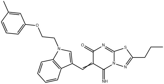 5-imino-6-({1-[2-(3-methylphenoxy)ethyl]-1H-indol-3-yl}methylene)-2-propyl-5,6-dihydro-7H-[1,3,4]thiadiazolo[3,2-a]pyrimidin-7-one|