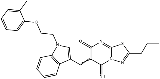 5-imino-6-({1-[2-(2-methylphenoxy)ethyl]-1H-indol-3-yl}methylene)-2-propyl-5,6-dihydro-7H-[1,3,4]thiadiazolo[3,2-a]pyrimidin-7-one|