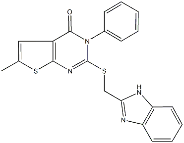 2-[(1H-benzimidazol-2-ylmethyl)sulfanyl]-6-methyl-3-phenylthieno[2,3-d]pyrimidin-4(3H)-one Structure