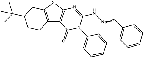 benzaldehyde (7-tert-butyl-4-oxo-3-phenyl-3,4,5,6,7,8-hexahydro[1]benzothieno[2,3-d]pyrimidin-2-yl)hydrazone Structure