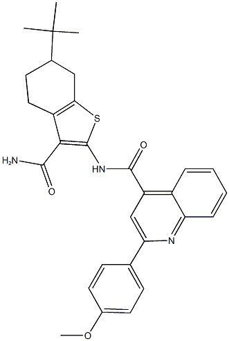 N-[3-(aminocarbonyl)-6-tert-butyl-4,5,6,7-tetrahydro-1-benzothien-2-yl]-2-(4-methoxyphenyl)-4-quinolinecarboxamide Structure