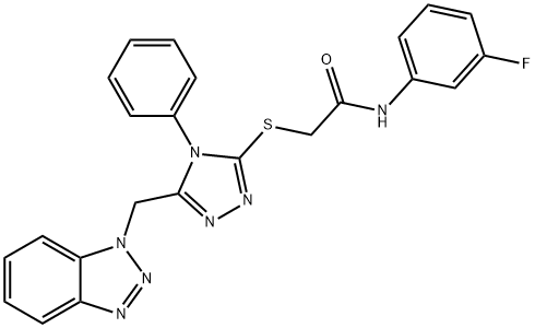 2-{[5-(1H-1,2,3-benzotriazol-1-ylmethyl)-4-phenyl-4H-1,2,4-triazol-3-yl]sulfanyl}-N-(3-fluorophenyl)acetamide Struktur