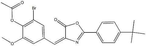 2-bromo-4-[(2-(4-tert-butylphenyl)-5-oxo-1,3-oxazol-4(5H)-ylidene)methyl]-6-methoxyphenyl acetate Structure