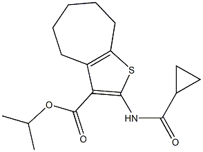 isopropyl 2-[(cyclopropylcarbonyl)amino]-5,6,7,8-tetrahydro-4H-cyclohepta[b]thiophene-3-carboxylate 结构式