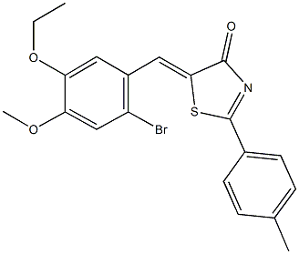 5-(2-bromo-5-ethoxy-4-methoxybenzylidene)-2-(4-methylphenyl)-1,3-thiazol-4(5H)-one Structure