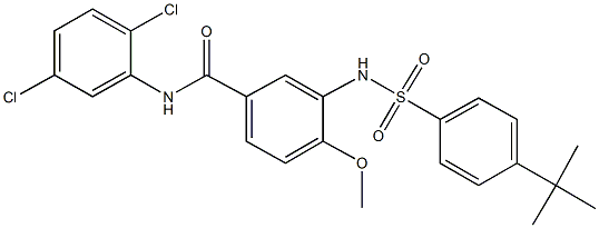3-{[(4-tert-butylphenyl)sulfonyl]amino}-N-(2,5-dichlorophenyl)-4-methoxybenzamide 化学構造式