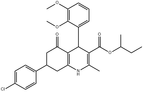 sec-butyl 7-(4-chlorophenyl)-4-(2,3-dimethoxyphenyl)-2-methyl-5-oxo-1,4,5,6,7,8-hexahydro-3-quinolinecarboxylate,355134-55-3,结构式