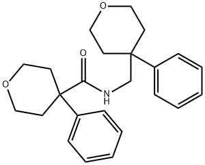 4-phenyl-N-[(4-phenyltetrahydro-2H-pyran-4-yl)methyl]tetrahydro-2H-pyran-4-carboxamide Struktur