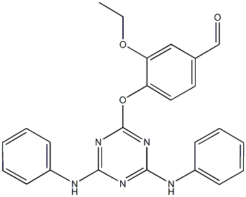 4-[(4,6-dianilino-1,3,5-triazin-2-yl)oxy]-3-ethoxybenzaldehyde Struktur