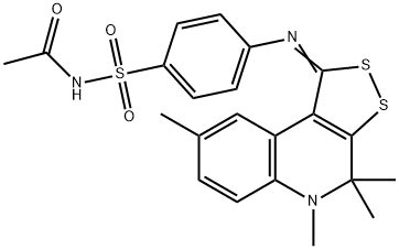 N-acetyl-4-[(4,4,5,8-tetramethyl-4,5-dihydro-1H-[1,2]dithiolo[3,4-c]quinolin-1-ylidene)amino]benzenesulfonamide Struktur