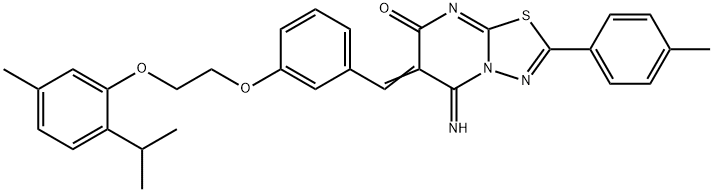 5-imino-6-{3-[2-(2-isopropyl-5-methylphenoxy)ethoxy]benzylidene}-2-(4-methylphenyl)-5,6-dihydro-7H-[1,3,4]thiadiazolo[3,2-a]pyrimidin-7-one 结构式