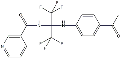 N-[1-(4-acetylanilino)-2,2,2-trifluoro-1-(trifluoromethyl)ethyl]nicotinamide Structure