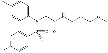 2-{[(4-fluorophenyl)sulfonyl]-4-methylanilino}-N-(3-methoxypropyl)acetamide 化学構造式