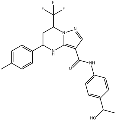 N-[4-(1-hydroxyethyl)phenyl]-5-(4-methylphenyl)-7-(trifluoromethyl)-4,5,6,7-tetrahydropyrazolo[1,5-a]pyrimidine-3-carboxamide,357339-02-7,结构式