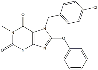 7-(4-chlorobenzyl)-1,3-dimethyl-8-phenoxy-3,7-dihydro-1H-purine-2,6-dione Struktur