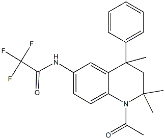 N-(1-acetyl-2,2,4-trimethyl-4-phenyl-1,2,3,4-tetrahydroquinolin-6-yl)-2,2,2-trifluoroacetamide Struktur
