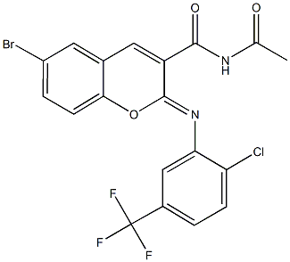 N-acetyl-6-bromo-2-{[2-chloro-5-(trifluoromethyl)phenyl]imino}-2H-chromene-3-carboxamide Structure
