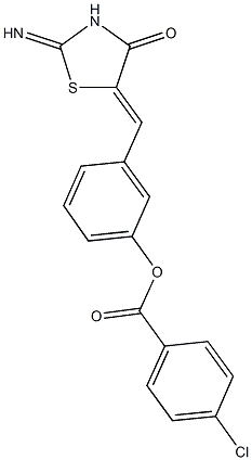 3-[(2-imino-4-oxo-1,3-thiazolidin-5-ylidene)methyl]phenyl 4-chlorobenzoate Struktur