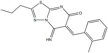 5-imino-6-(2-methylbenzylidene)-2-propyl-5,6-dihydro-7H-[1,3,4]thiadiazolo[3,2-a]pyrimidin-7-one Struktur