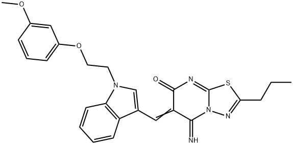 361200-88-6 5-imino-6-({1-[2-(3-methoxyphenoxy)ethyl]-1H-indol-3-yl}methylene)-2-propyl-5,6-dihydro-7H-[1,3,4]thiadiazolo[3,2-a]pyrimidin-7-one