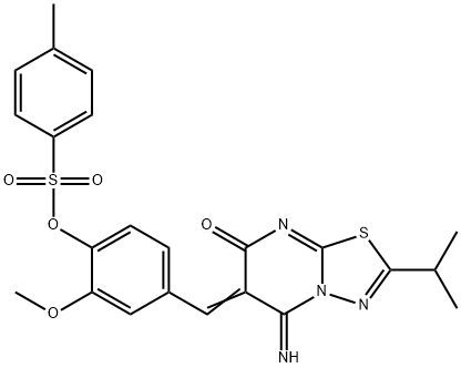 4-[(5-imino-2-isopropyl-7-oxo-5H-[1,3,4]thiadiazolo[3,2-a]pyrimidin-6(7H)-ylidene)methyl]-2-methoxyphenyl 4-methylbenzenesulfonate Structure
