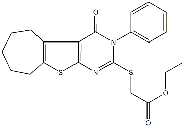 361992-10-1 ethyl [(4-oxo-3-phenyl-3,5,6,7,8,9-hexahydro-4H-cyclohepta[4,5]thieno[2,3-d]pyrimidin-2-yl)sulfanyl]acetate